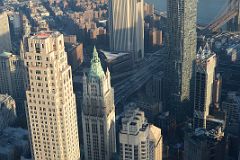 14-07 Park Place, Woolworth Building, Barclay Tower, New York by Gehry, The Beekman Close Up From One World Trade Center Observatory Late Afternoon